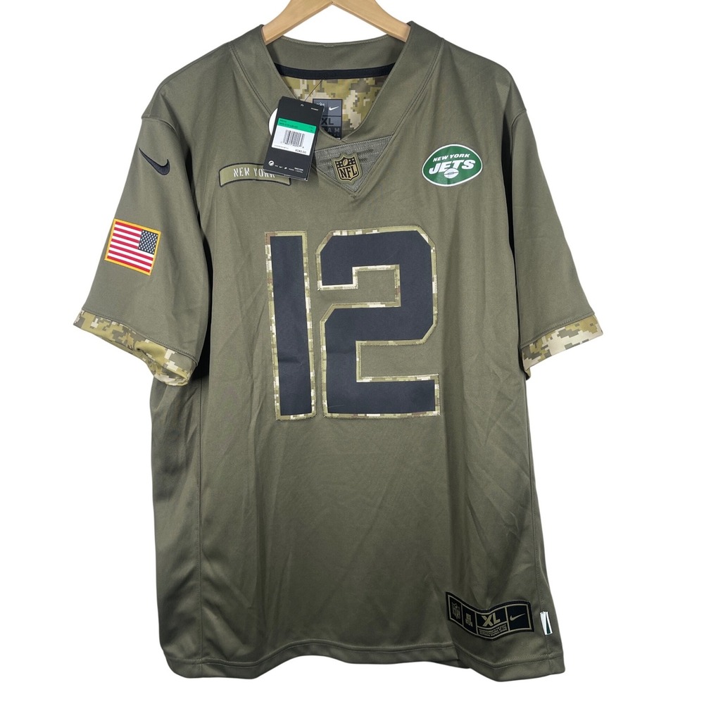 Nike New York Jets Joe Namath Salute to Service Jersey XL Olive Green Camo 12